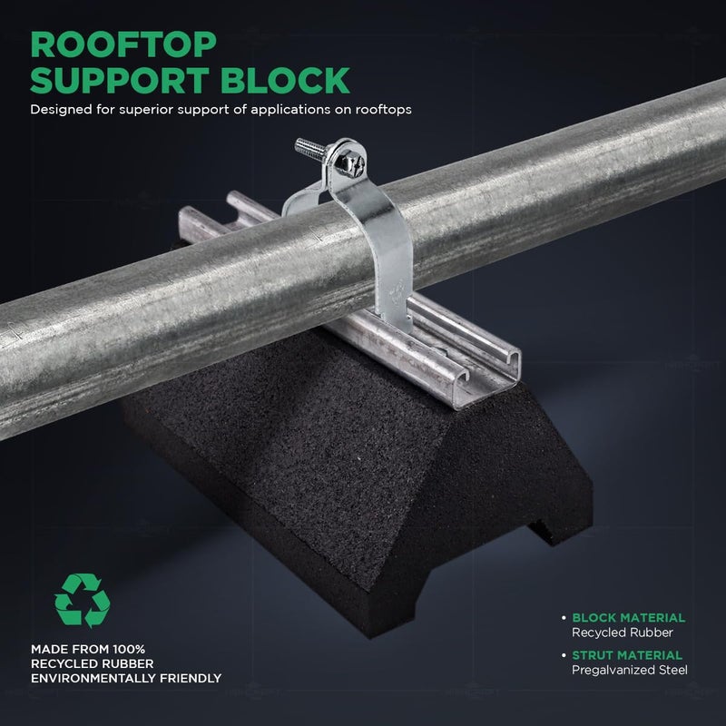 Highcraft STC-10 Rooftop Pipe Support Block-Sleeper Curb Replacement-Solid Conduit Standoff Cradle-750 lb. Capacity High Grade Recycled Rubber, 5-3/4 x 10 in., Without Strut, Black - Image 5